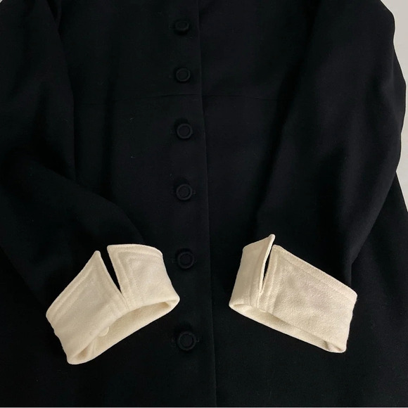 Kay Unger New York Coat Dress Jacket Wool Button Front Black Ivory Rare Formal - Picture 8 of 16